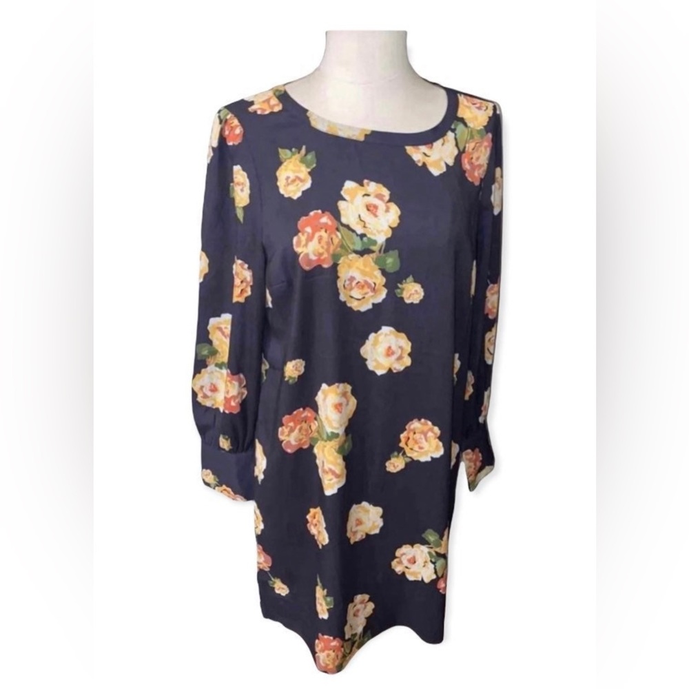 Loft Grey Floral Dress - Petite